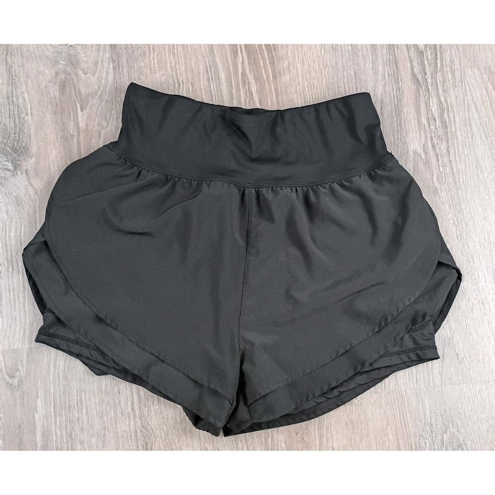 Santiny Activewear Shorts Womens Medium Black Layer Pocket Stretch Gym